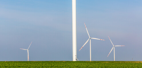 Nice view of the windmill fields in Wielowiec in Poland.