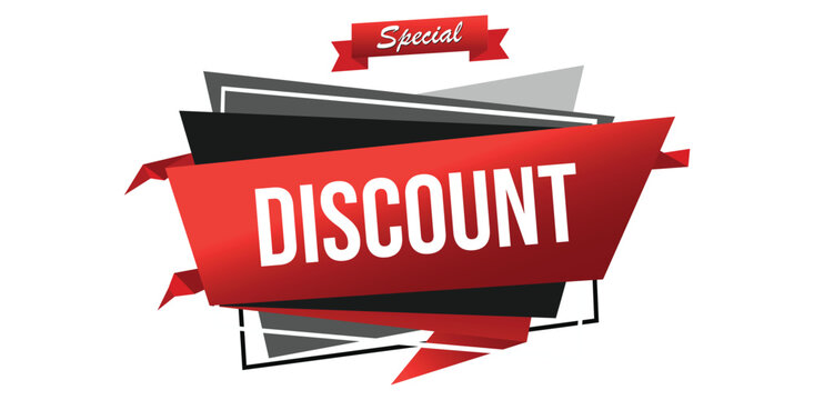 Special discount banner modern red graphic for limited time offers big savings and exciting promotions Retail marketing