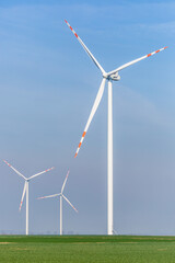 Nice view of the windmill fields in Wielowiec in Poland.