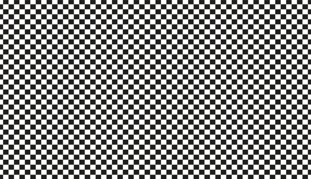 Seamless classic small black and white checkerboard pattern background. Geometric grid texture for racing flag or retro design.