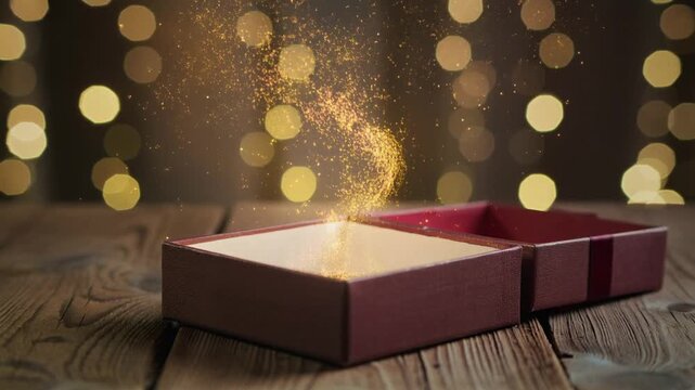 Golden Sparkles Unveiling: Luxury Gift Box Opening Sequence