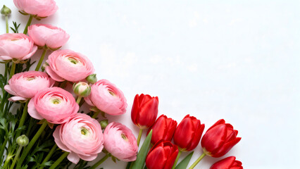 Minimalist Valentine Floral Border with Copy Space