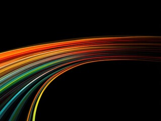 Abstract Background with Flowing Multi-Colored Light Trails and Vibrant Energy Waves on Solid Black


