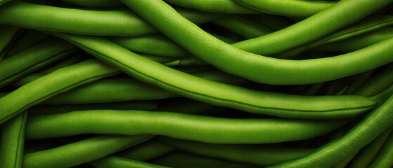 The Green Beans Close-Up Showing Fresh Vibrant Organic Vegetables in Tight Composition