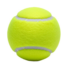Extreme close-up of a neon yellow tennis ball with detailed fuzzy texture on a matching green background.