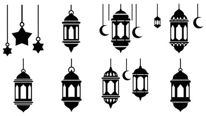 Fototapeta premium Collection of Islamic Lanterns and Symbols.