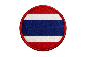 Embroidered thailand flag circular patch isolated on transparent background