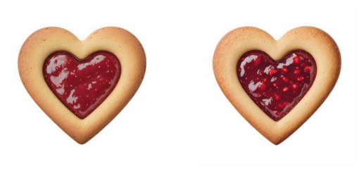 Heart cookie dessert icons, sweet love biscuit design, romantic bakery treats