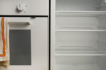 Fototapeta premium Clean Fridge and Oven in Modern Kitchen