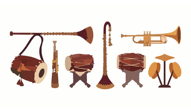 Festive Indian wedding baja music instrument collection for traditional Hindu marriage vector