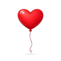 A vibrant red heart-shaped balloon floats elegantly against a clean white background, symbolizing love and celebration
