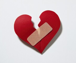 Broken heart with bandaid symbolizing healing and recovery