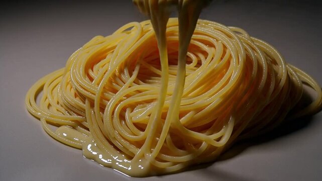 Delicious plate of spaghetti with fork ready to eat