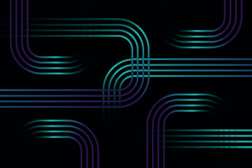 Obraz premium Black abstract background with trendy and modern colorful stripes design. Abstract linear maze concept for cover, banner, brochure, presentation, and certificate. Vector illustration
