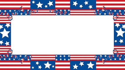 Red white and blue patriotic frame with stars and stripes for celebration