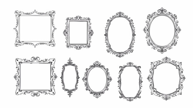 Collection of ornate, decorative, vintage, antique, and Baroque style picture frames in various shapes and sizes