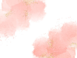 Obraz premium Pastel Pink watercolor abstract background. wedding invitation designs or card templates for greetings or invitations on valentines Day. watercolor paint brush glitter gold for wedding elements 