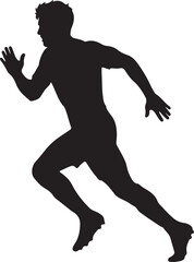 Obraz premium player Running Style in silhouette white background.