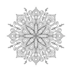 Mandala Hand Drawn Line Art, Adult and Kids Coloring Pages, Relaxing Patterns for Creativity and Mindfulness