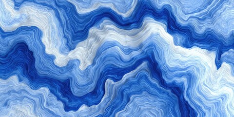 Obraz premium A flowing abstract art piece featuring waves of blue and white, reminiscent of swirling water