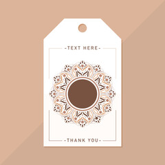 Minimalist Aesthetic Mandala Decoration on Gift Tag Isolated Illustration