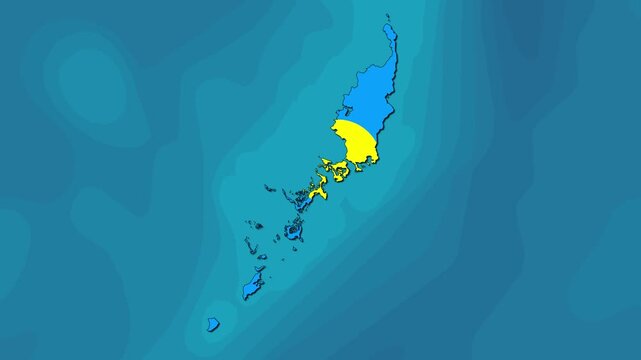 Palau map with flag animation