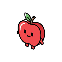 Cute Cartoon Red Apple Character with Smiling Face.