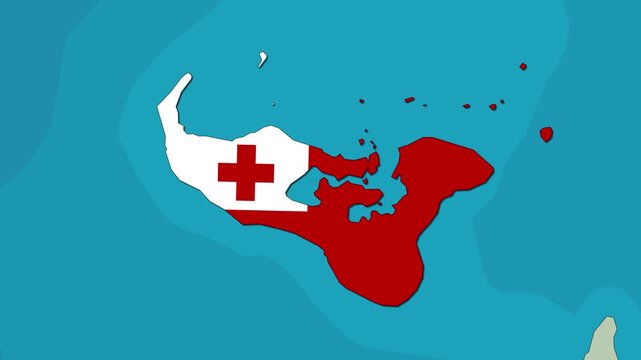 Tonga map with flag animation