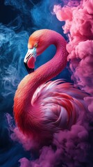 Fototapeta premium flaming with smoke and pink background.