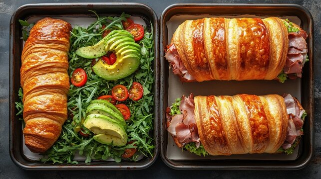 Meal of bacon and cheese wrapped in crois.