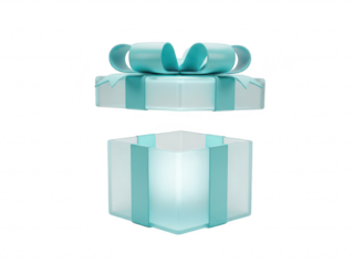 Teal colored 3d object with two parts on transparent background