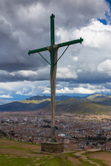 View from The Three Golden Crosses viewpoint on Cusco, Peru