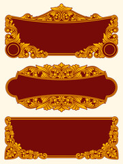 Obraz premium Ornate Golden Decorative Frames and Banners Collection