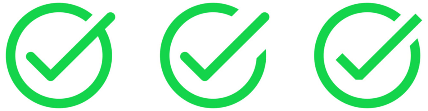 check mark icons tick symbols in green circle . Represents confirmation, approval, success, or completed tasks or status. for web, checklists, and task completion projects