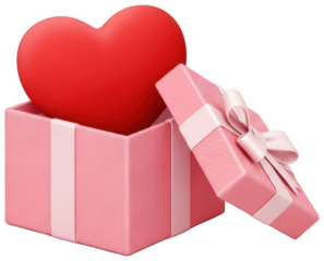 Red Heart png Pink Gift cutout Lovely Present png Romantic Box cutout Cute Love png Festive Emotion cutout Sweet Symbol png Surprise Package cutout Special isolated transparent background image