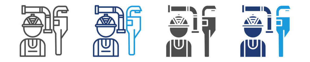 plumber icon set multiple style