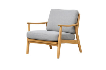 Obraz premium Modern gray fabric armchair with wooden frame