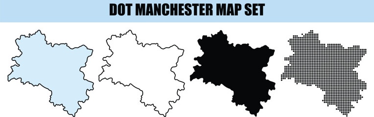Manchester Map Set Vector Illustration isolated background