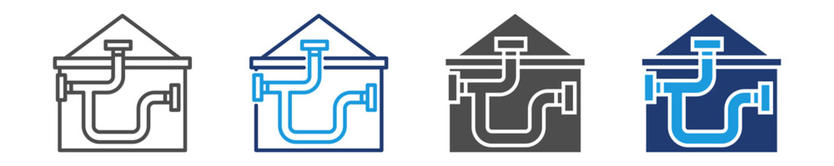 plumbing systems icon set multiple style