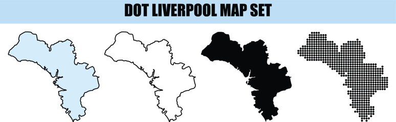 Liverpool Map Set Dots isolated background