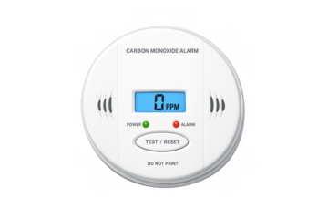 Carbon monoxide alarm detector showing zero ppm reading