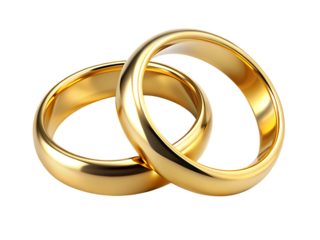 Two gold wedding rings on black background jewelry