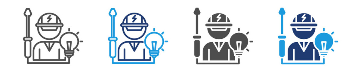electrician icon set multiple style