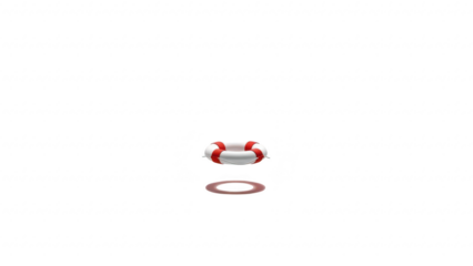 Red and white object with a ring on a transparent background