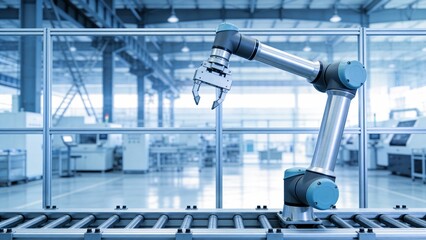 Industrial robot arm in factory