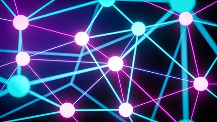 Abstract network of glowing nodes and lines