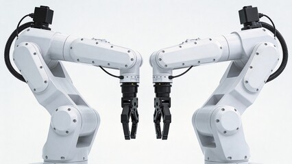 Two robotic arms facing each other