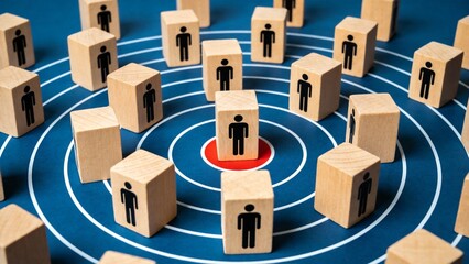 Wooden blocks with human figures in circular pattern