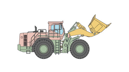 Fototapeta premium Side view of a heavy construction front loader earth moving machine