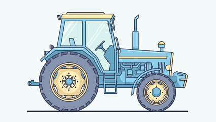Fototapeta premium Blue farm tractor side view illustration